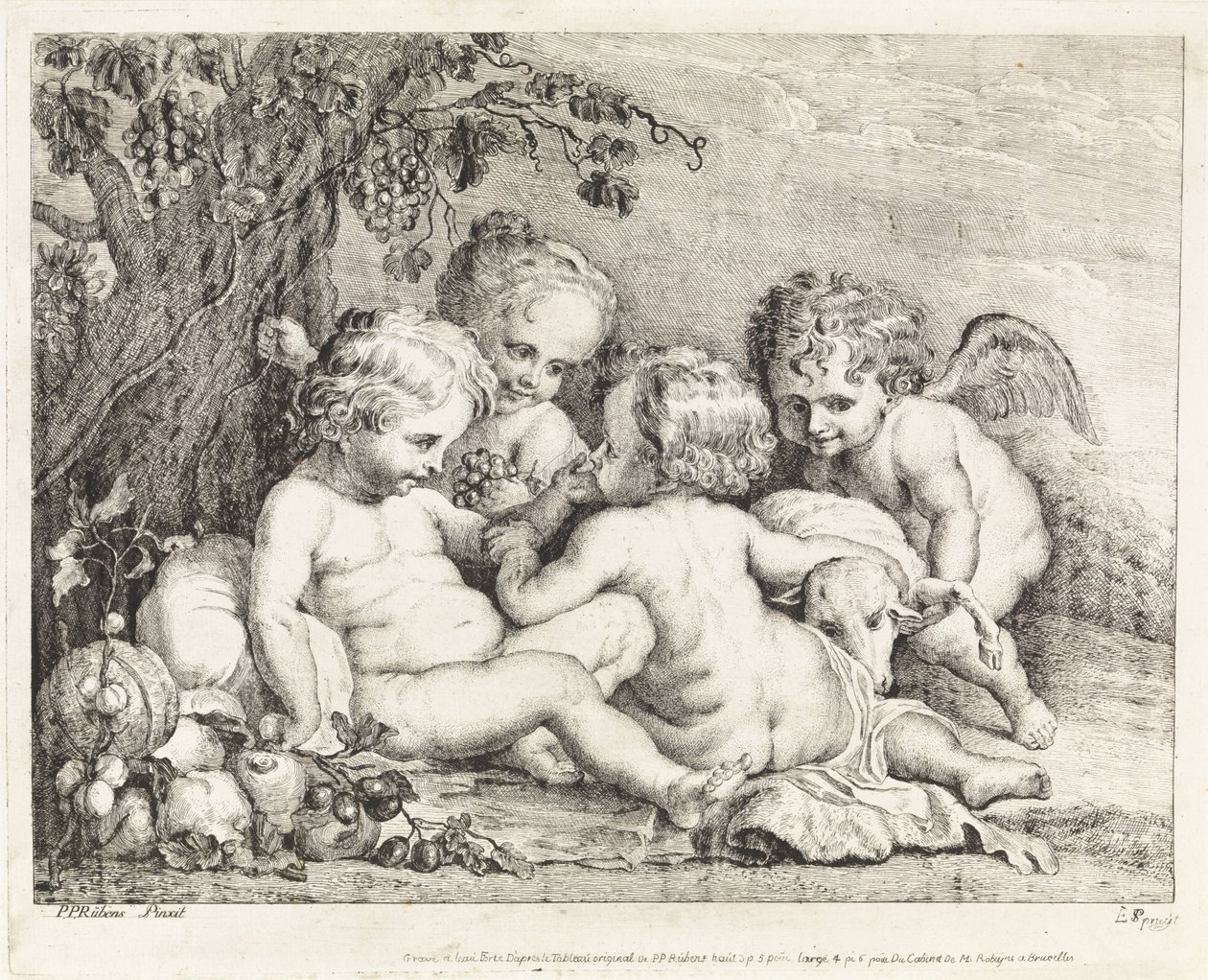 Chrystus, Jan Chrzciciel i dwa putti autorstwa Philippe Lambert Joseph Spruyt