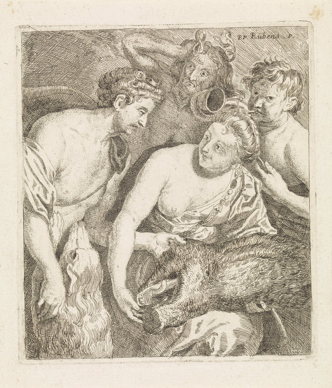 Meleager daje Atalanta . głowę kaledońskiego dzika autorstwa Philippe Lambert Joseph Spruyt