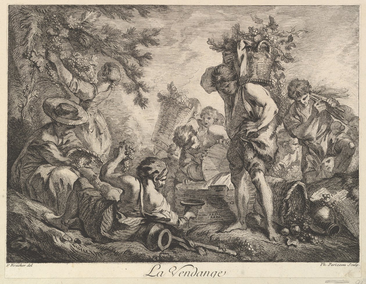 Zbiory winogron. autorstwa Philippe Louis Parizeau