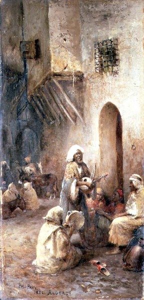Arabscy muzycy na wiejskiej ulicy autorstwa Philippe Pavy