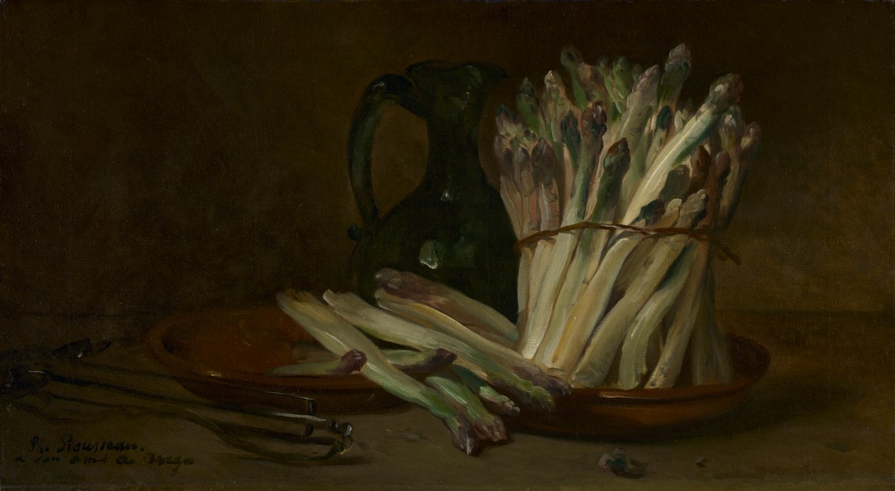 Martwa natura ze szparagami, ok. 1880 (olej na tkaninie) autorstwa Philippe Rousseau