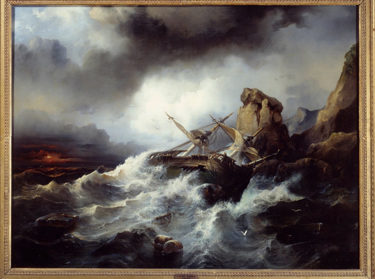 Scena wraku Malarstwo Philippe Tanneur (1795-1878) 1850 Brest, Musee des Beaux Arts autorstwa Philippe Tanneur