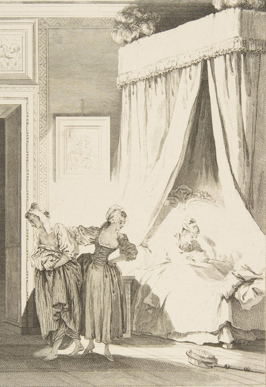 La Gageure des trois Commeres: La Servante, z Opowieści i opowiadań wierszem…, wydane w 1795 r. autorstwa Philippe Triere
