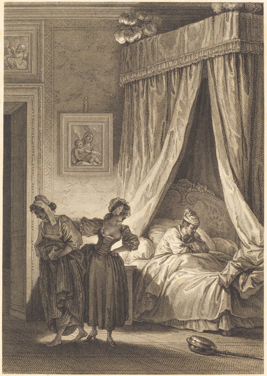 Zakład trzech plotek: Sługa autorstwa Philippe Triere and Antoine Jean Duclos after Jean Honoré Fragonard