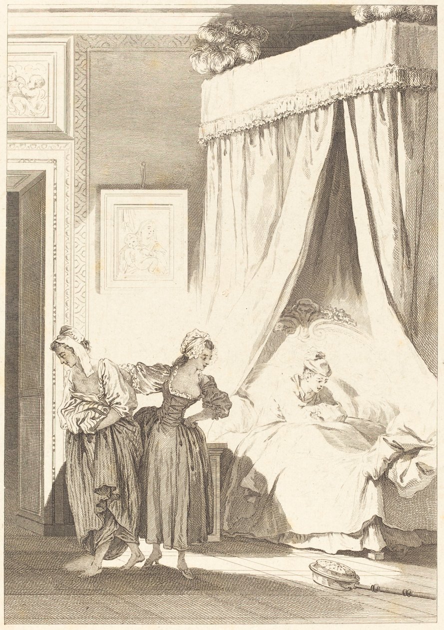 Zakład trzech plotek: Sługa autorstwa Philippe Triere and Antoine Jean Duclos after Jean Honoré Fragonard