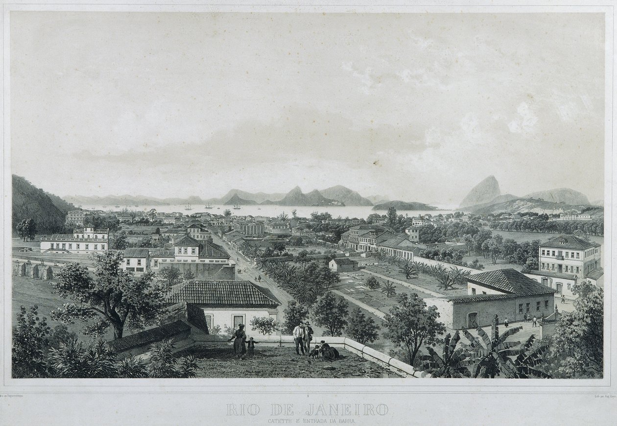Dziewięć panoramicznych widoków Rio de Janeiro: Catette i wejście do Barra autorstwa Philippe and Ciceri Eugene Benoist