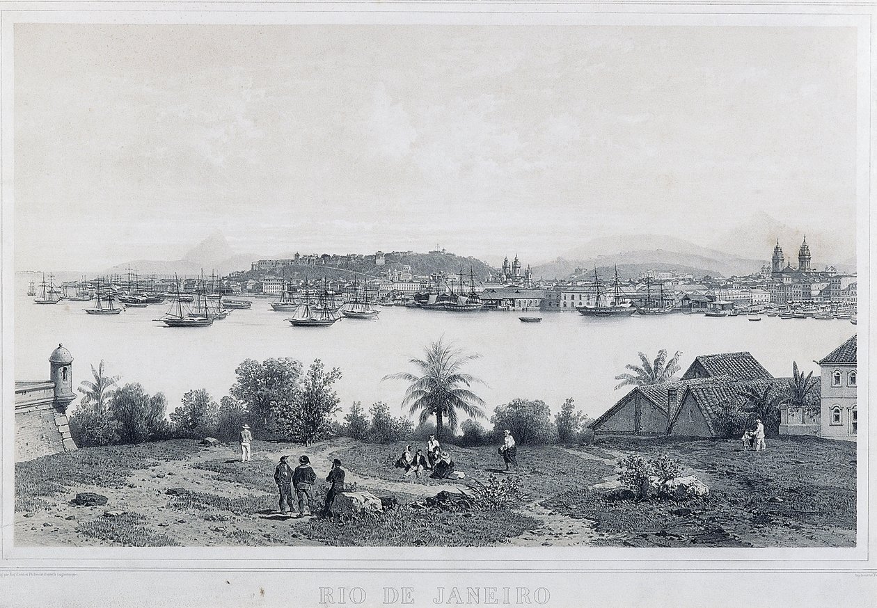 Dziewięć panoramicznych widoków Rio de Janeiro: Z wyspy Cobras autorstwa Philippe and Ciceri Eugene Benoist