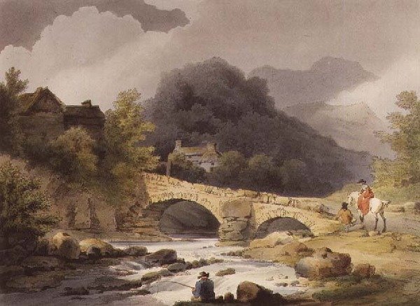Most Brathay, wyd. R. Bowyer w „Romantyczna i malownicza sceneria Anglii i Walii” autorstwa Philippe de (after) Loutherbourg