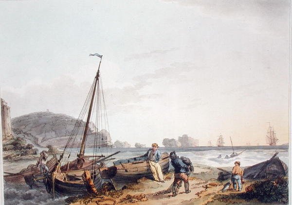 The Needles, Isle of Wight, z „Romantycznej i malowniczej scenerii Anglii i Walii”, opublikowana w 1805 r. (kolorowa grawerunek) autorstwa Philippe de (after) Loutherbourg