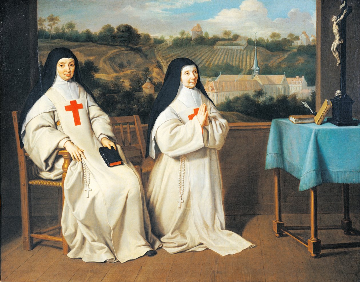 Portret siostry i matki matki Marie-Angelique Arnauld, Agnieszki przed opactwem Port-Royal des Champes, przypisywany Filipowi de Champaigne (1602-1670). autorstwa Philippe de (attr. to) Champaigne