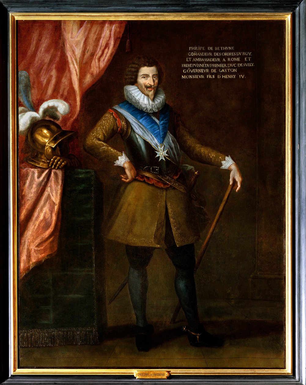 Portret Filipa de Bethune, brata Puine Sully, ambasadora w Rzymie (1561-1649). Posiada naszyjnik z insygniami Orderu Ducha Świętego (Order Ducha Świętego). Obraz przypisywany Filipowi De Champaigne (1602-1674) autorstwa Philippe de (attr. to) Champaigne