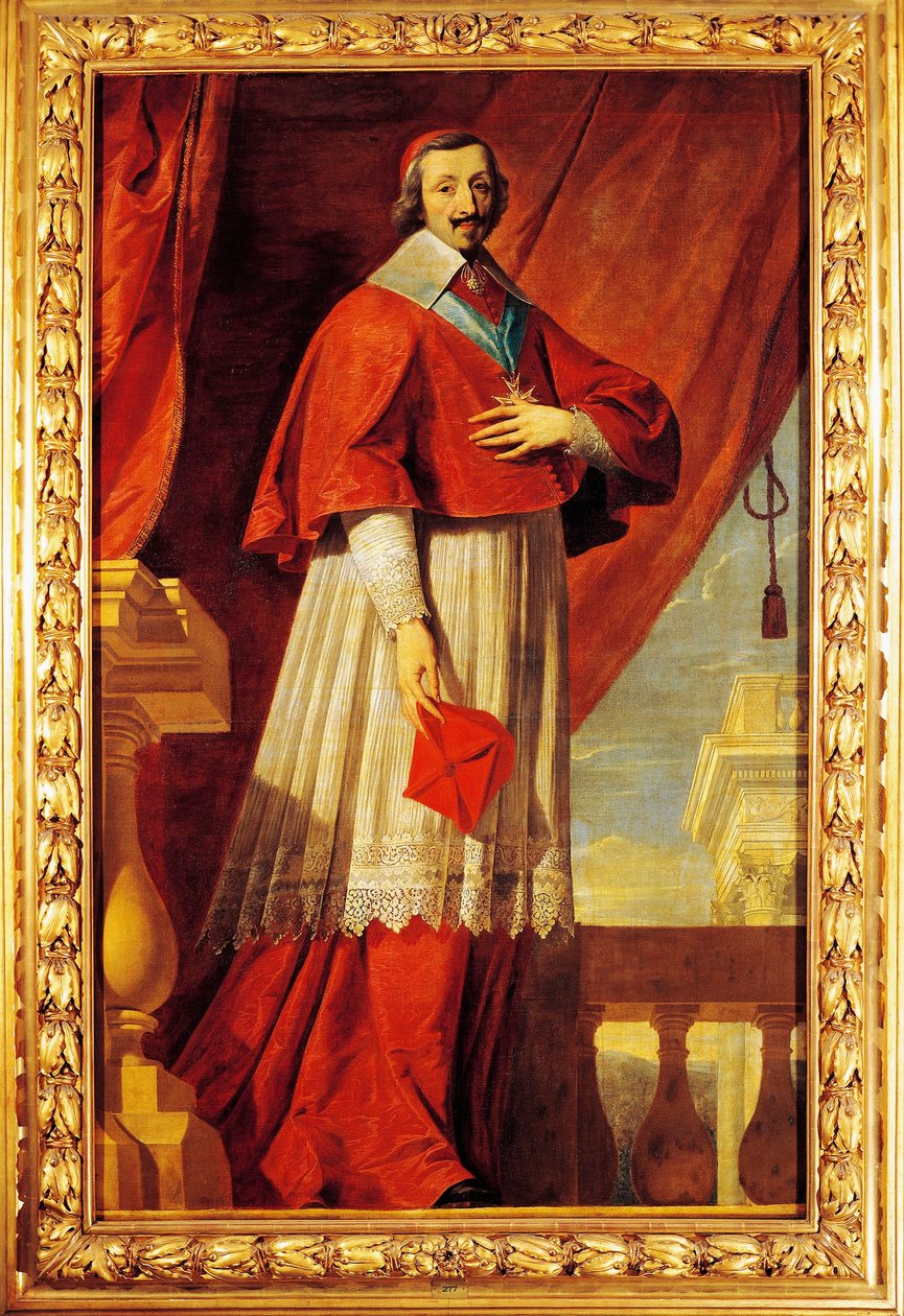 Francja, Fontaine Chaalis, Portret francuskiego męża stanu i duchownego, kardynała Richelieu (1585-1642) autorstwa Philippe de (school of) Champaigne