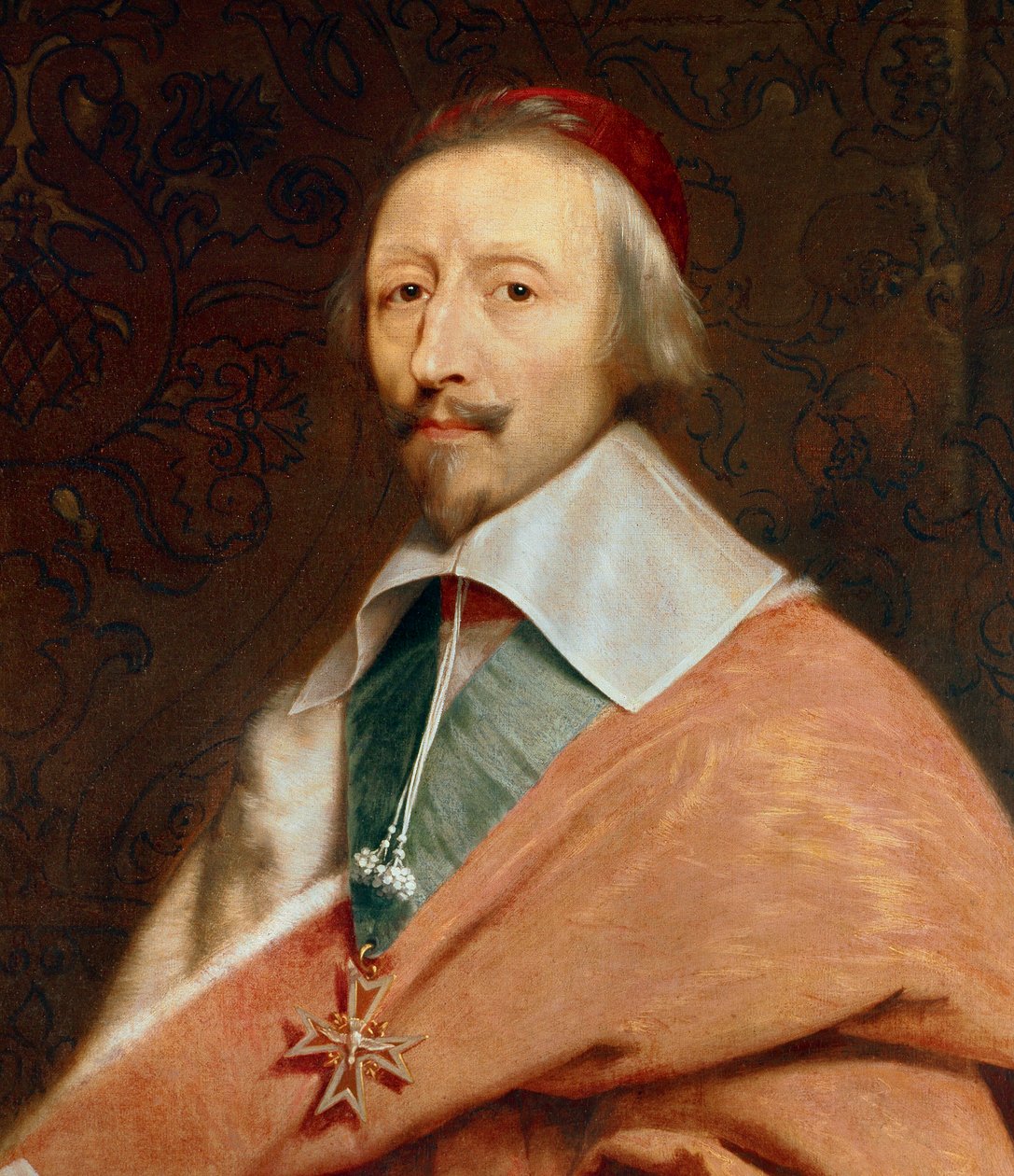 Fragment: „”Armand Jean du Plessis, Cardinal de Richelieu”” (1585-1642): portret z warsztatu Philippe de Champaigne (1602-1674) autorstwa Philippe de (studio of) Champaigne