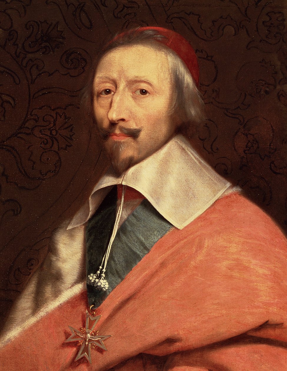 Portret Armanda Jean du Plessis, kardynała de Richelieu, detal (olej na płótnie) autorstwa Philippe de (studio of) Champaigne