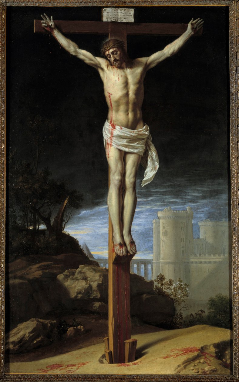 Chrystus na krzyżu Obraz Filipa z Champaigne (1602-1674) (ec.flam.) Kansas City z XVII wieku. Galeria Nelsona autorstwa Philippe de Champaigne
