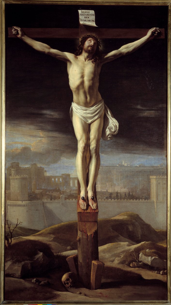 Chrystus na krzyżu. Obraz Philippe De Champaigne (1602-1674) Ec. Bujda. autorstwa Philippe de Champaigne