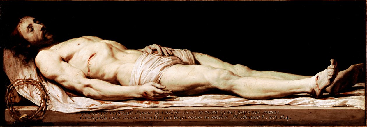 Martwy Chrystus Obraz Philippe de Champaigne (1602-1674) XVII w. Słońce. 68x197 cm Paryż, Luwr autorstwa Philippe de Champaigne