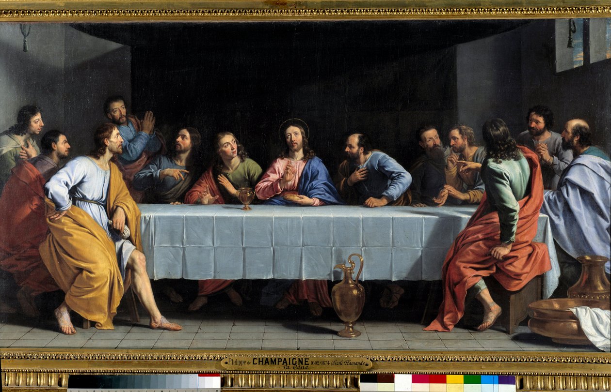 Ostatnia Wieczerza mówi „”La petite cene”” Obraz Philippe de Champaigne (1602-1674). Rozmiar 0,80 x 1,49 m Paryż. Muzeum w Luwrze autorstwa Philippe de Champaigne