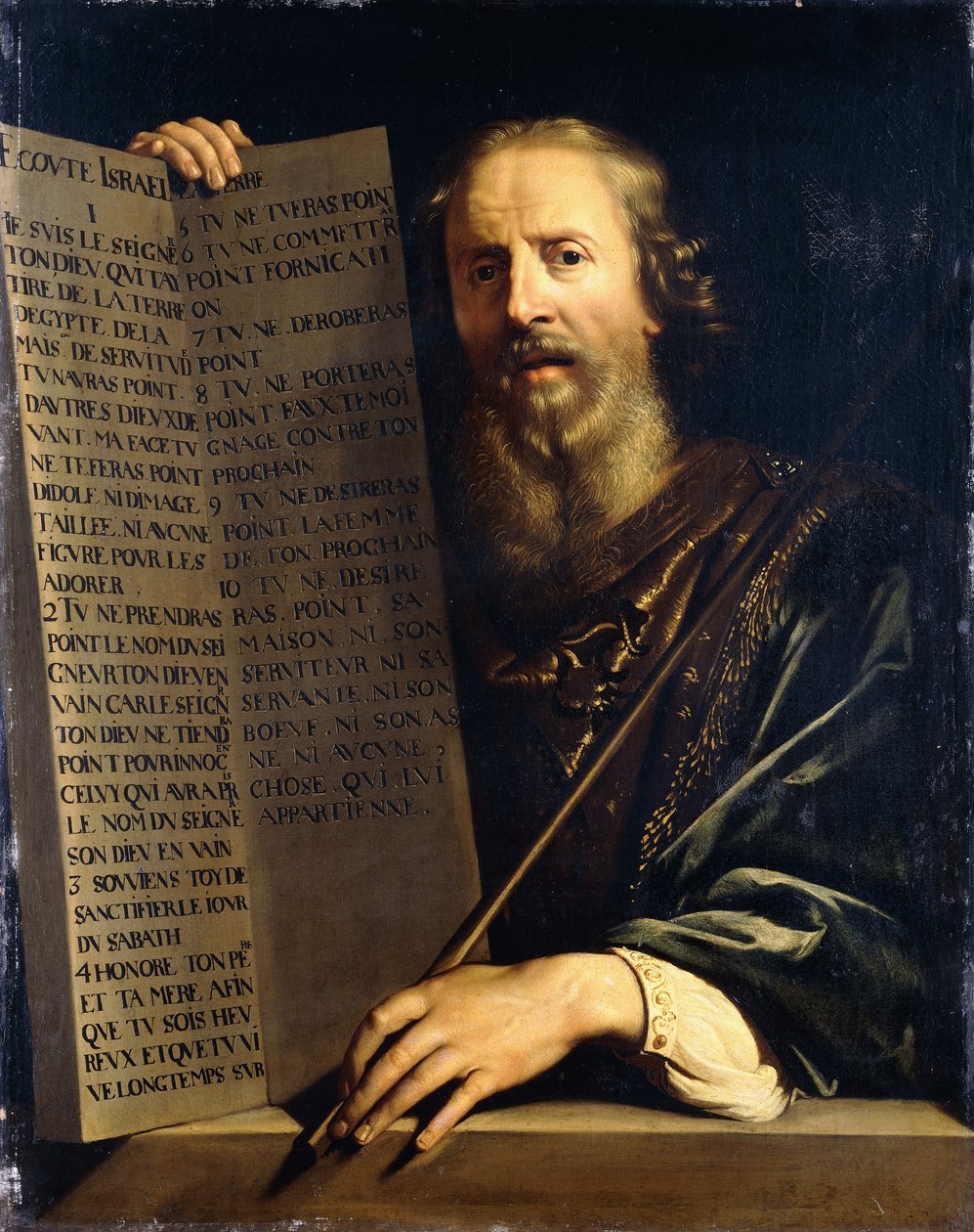 Mojżesz przestrzega dziesięciu przykazań autorstwa Philippe de Champaigne