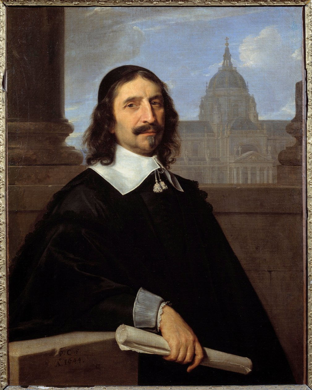Portret architekta Jacquesa Lemerciera (1585-1654) przed kaplicą Sorbony Obraz Philippe de Champaigne (1602-1674) (ec.flam.) XVII w. Ndz. 0,97x0,75m - - Portret architekta Jacques Lemercier (1585-1654), przed t autorstwa Philippe de Champaigne