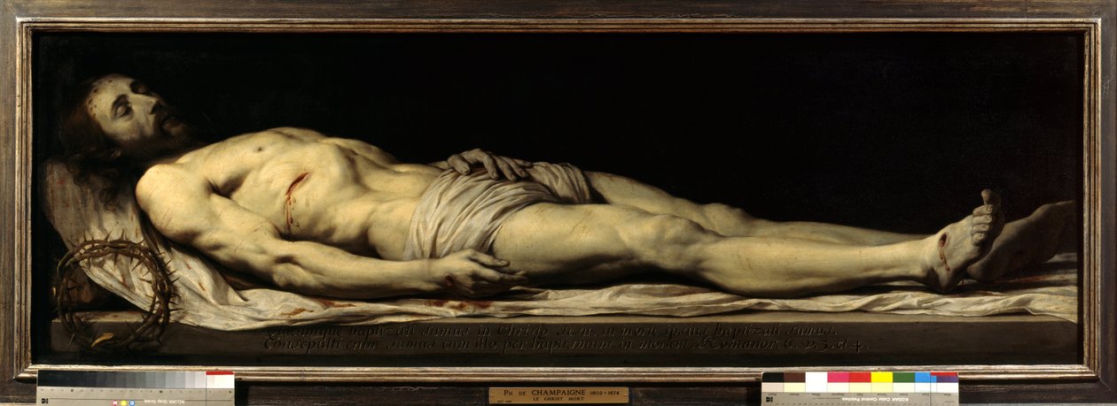 Martwy Chrystus leżący na całunie Obraz Philippe de Champaigne (1602-1674) XVII w. Słońce 0,68x1,97 m Paryż, Musee du Louvre autorstwa Philippe de Champaigne