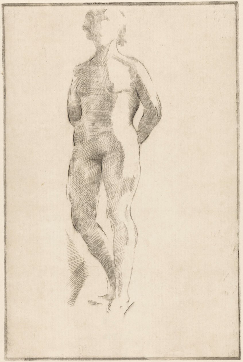 Stojąca naga kobieta z rękami za plecami autorstwa Philippus de Groot (signed by artist)