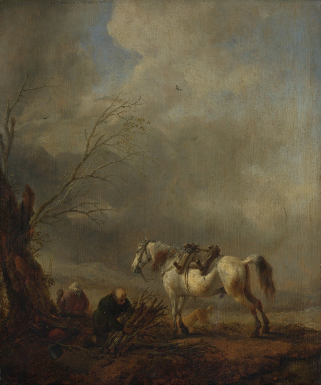 Biały Koń i Staruszek wiążący Fagot autorstwa Philips Wouwerman