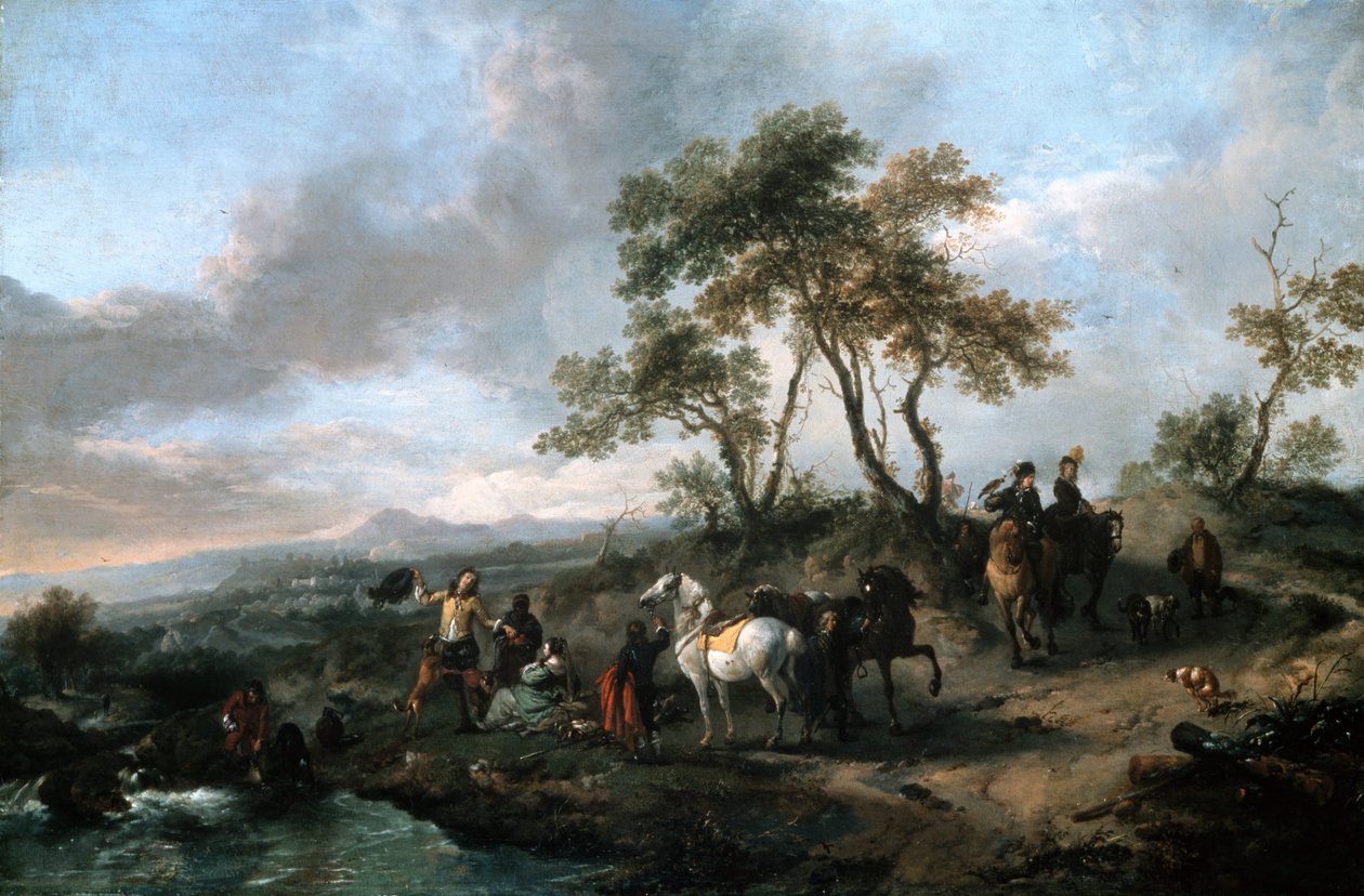 Zatrzymanie polowania autorstwa Philips Wouwerman