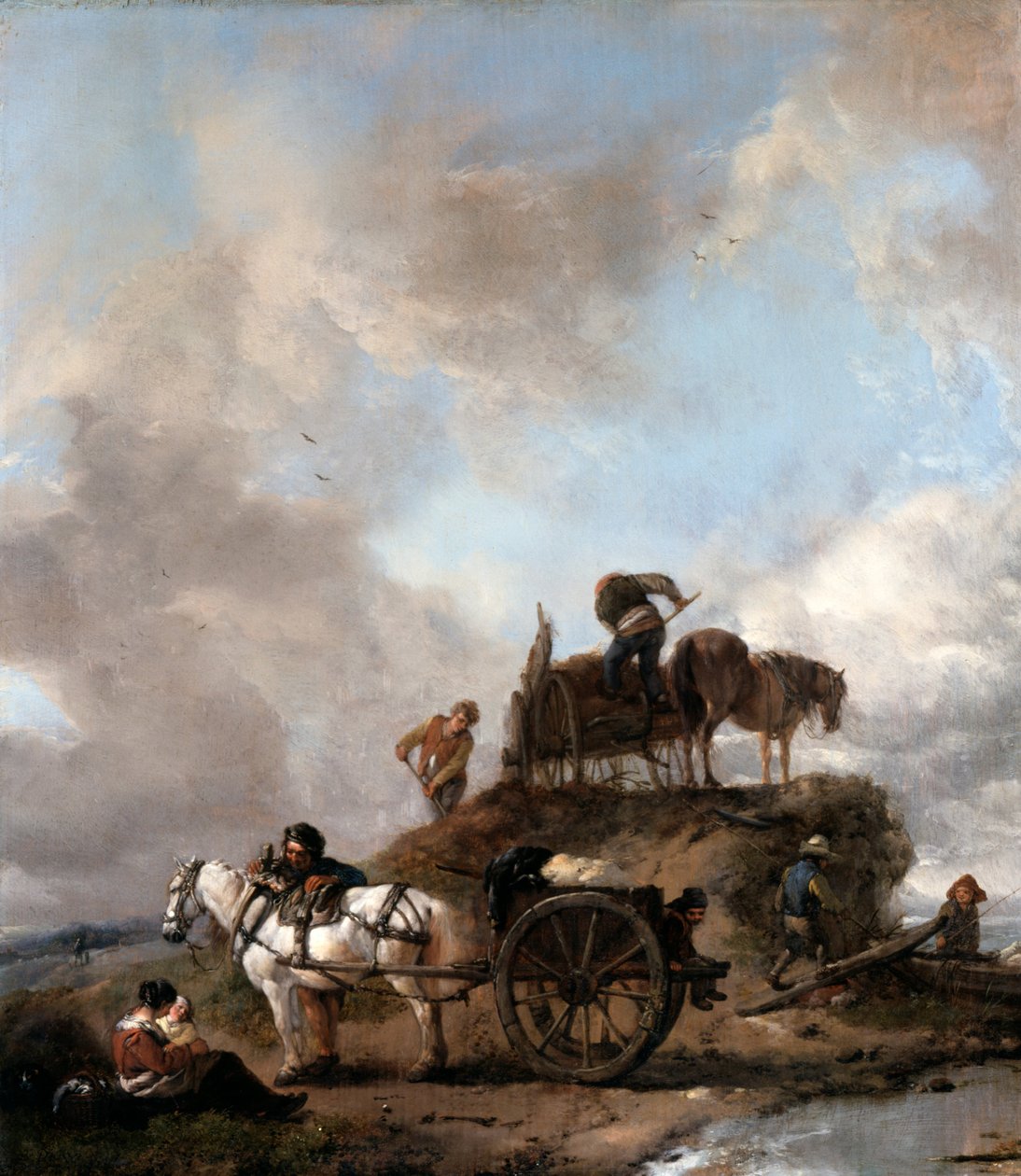 Chłopi na polach – żniwa siana autorstwa Philips Wouwerman