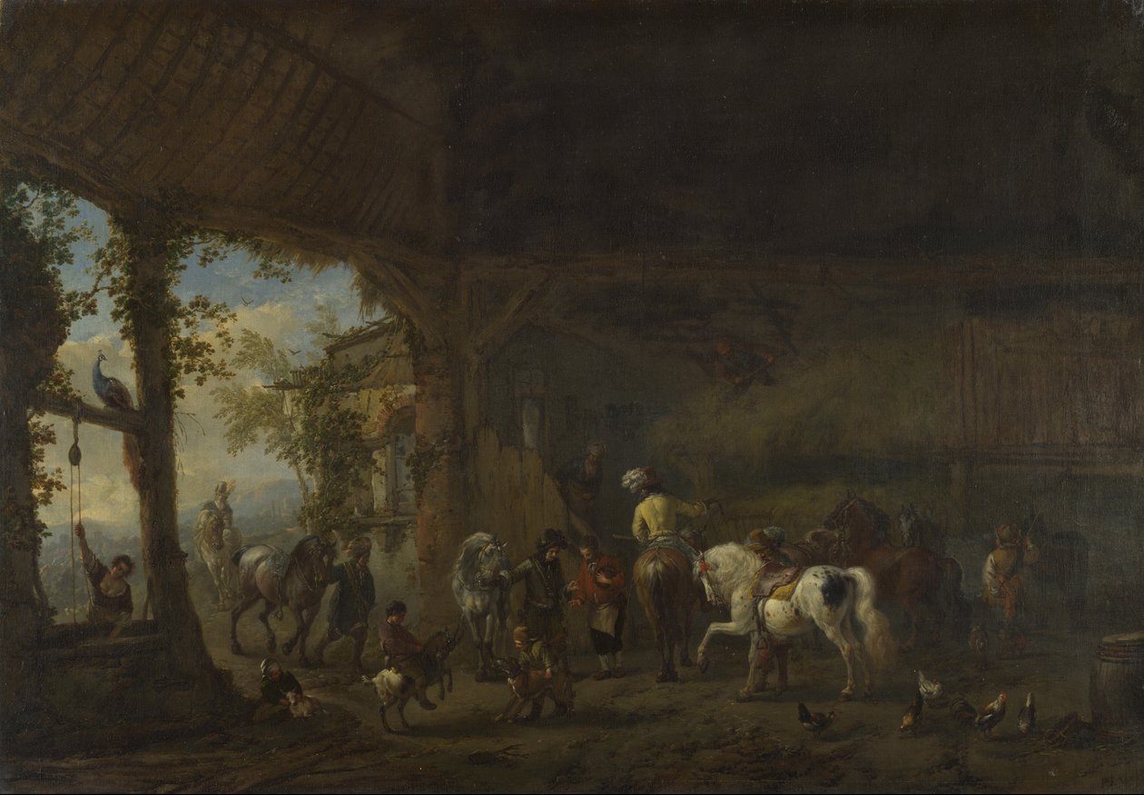 Wnętrze stajni autorstwa Philips Wouwerman