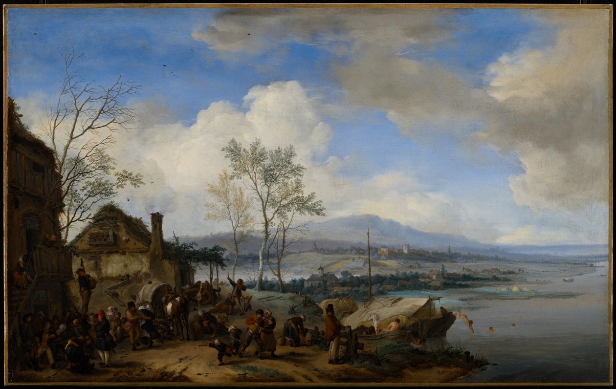 Wesołych i awanturniczych chłopów w karczmie, 1653 autorstwa Philips Wouwerman