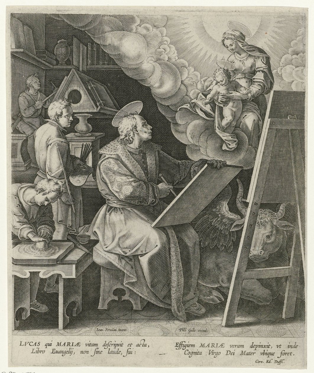 Święty Łukasz maluje Maryję z Dzieciątkiem autorstwa Philips Galle (attributed to workshop of)