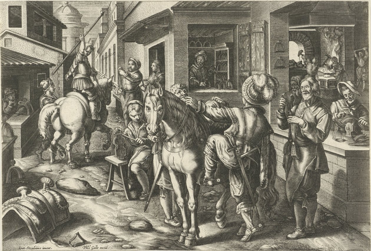 Strzemiona Nowe wynalazki i odkrycia (tytuł serii) Nova Reperta (tytuł serii) autorstwa Philips Galle (attributed to workshop of)