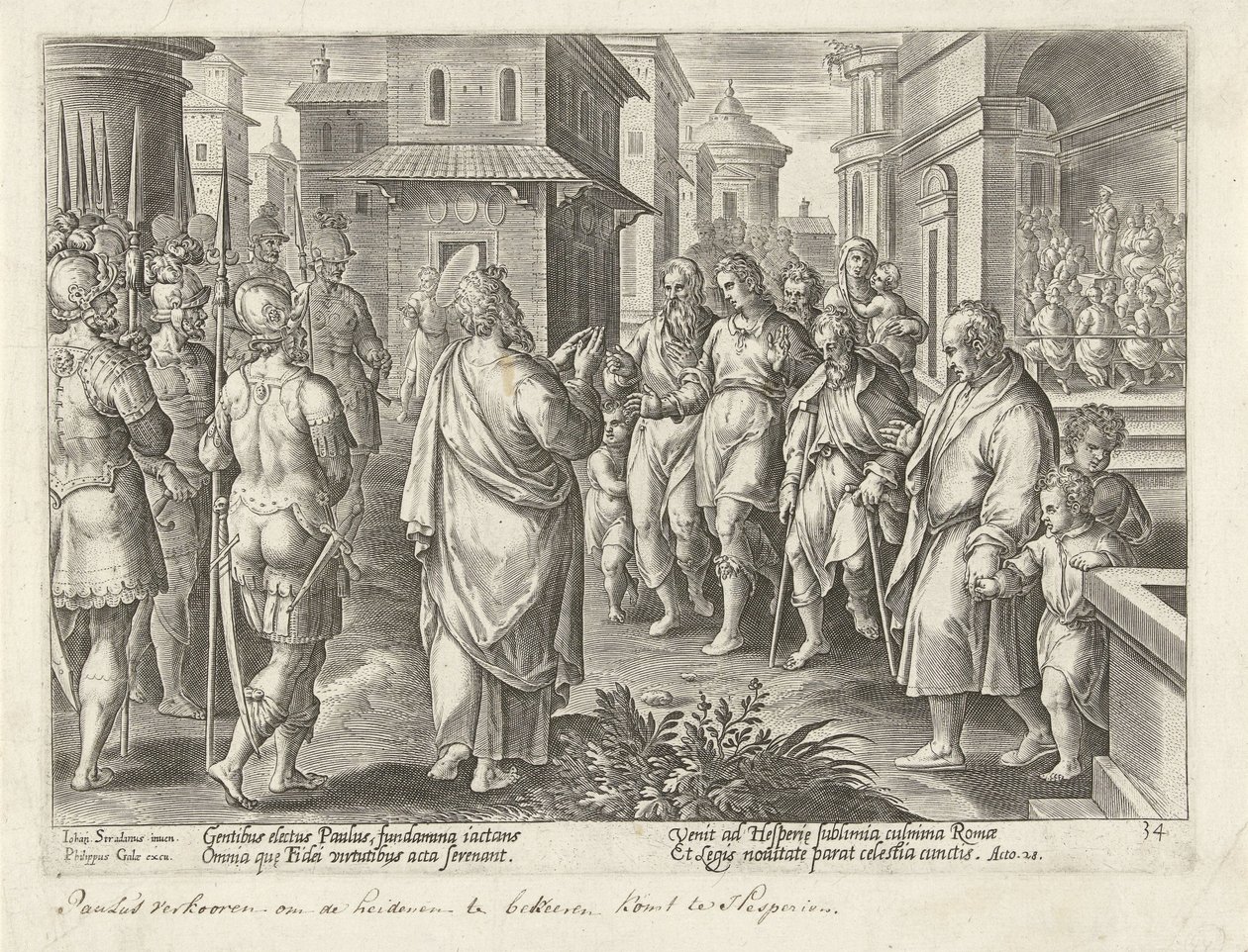 Paweł głosi w Rzymie nauki Chrystusa Dzieje Apostolskie (tytuł serii) Acta Apostolorum (tytuł serii) autorstwa Philips Galle (possibly)