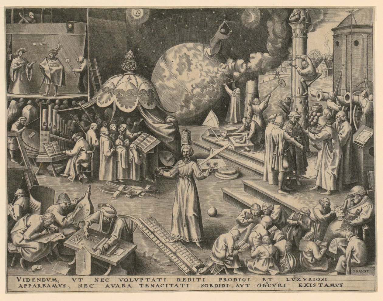 Umiar (Temperantia), arkusz 7 z cyklu „Siedem cnót” autorstwa Philips Galle