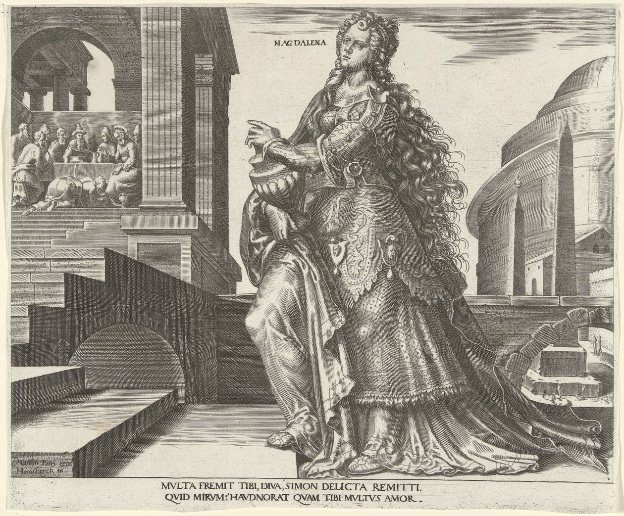 Maria Magdalena Magdalena (tytuł na obiekcie) Osiem znanych kobiet ze Starego i Nowego Testamentu (tytuł serii) autorstwa Philips Galle
