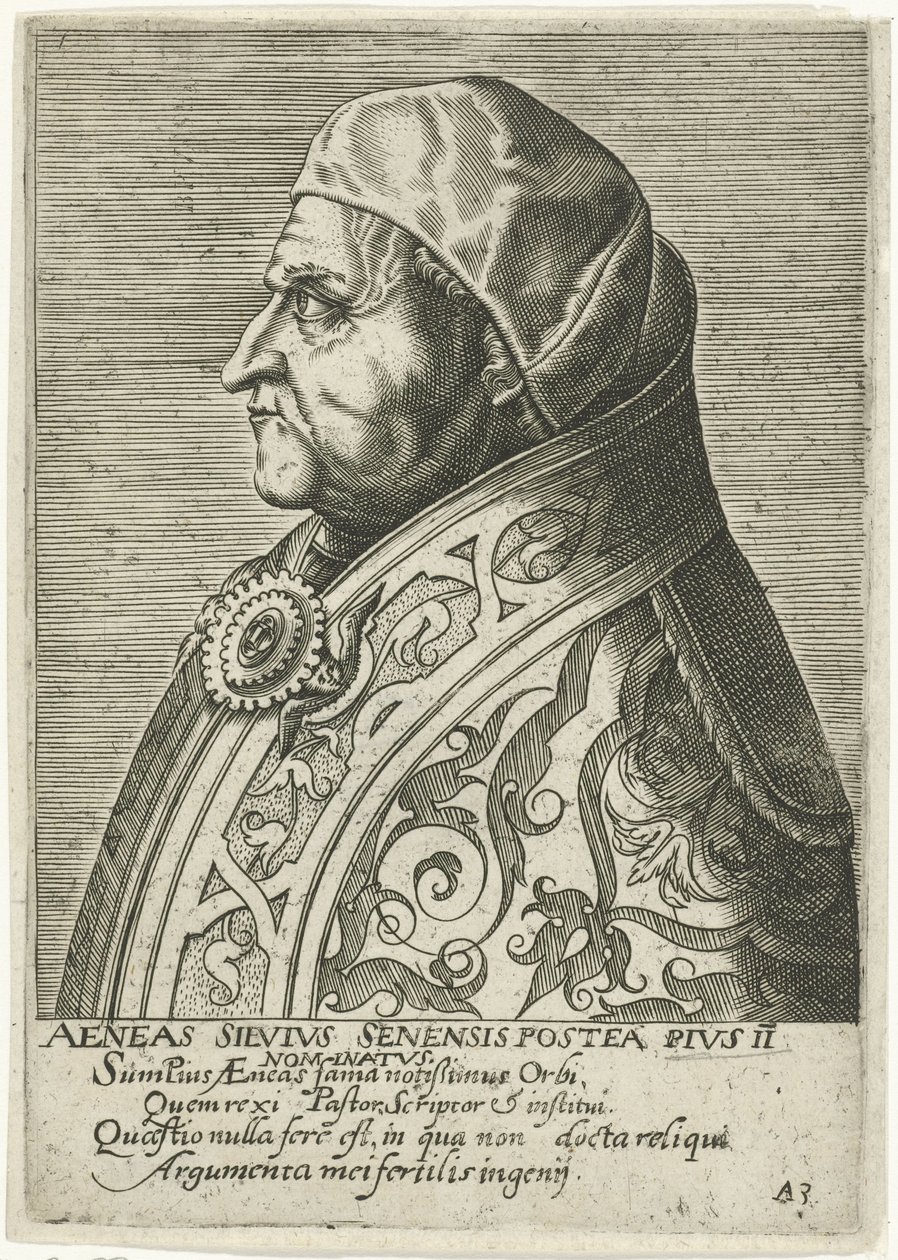 Portret papieża Piusa II autorstwa Philips Galle