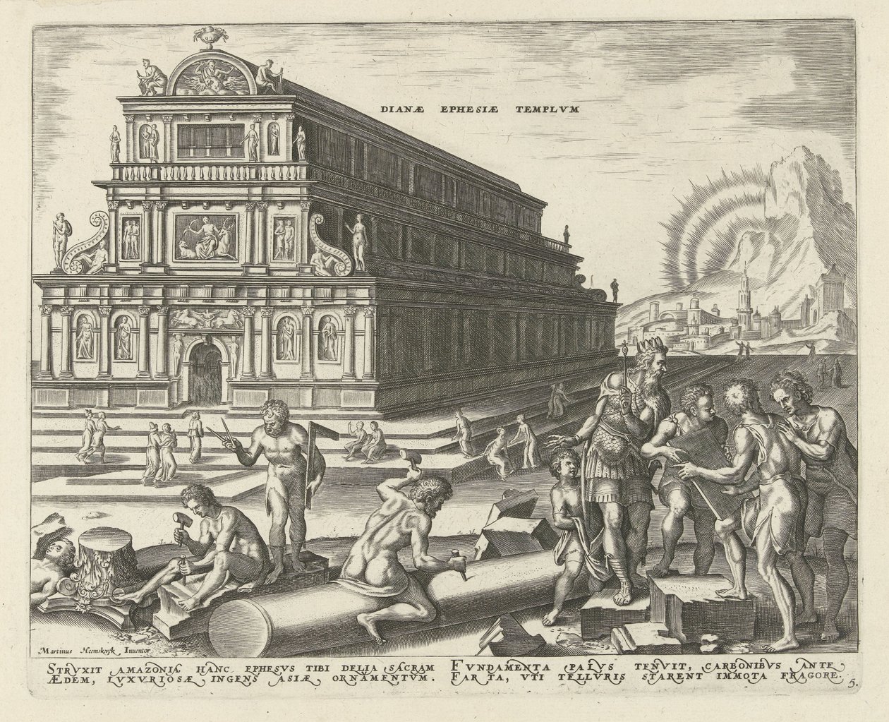 Świątynia Diany w Efezie Dianae Ephesie templvm (tytuł na obiekcie) Osiem cudów świata (tytuł serii) autorstwa Philips Galle