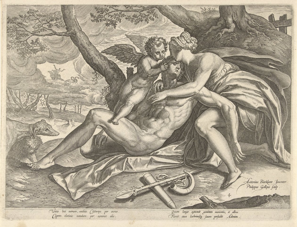 Wenus opłakuje śmierć Adonisa Historia Adonisa (tytuł serii) autorstwa Philips Galle