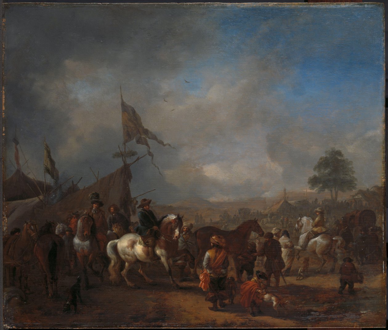 Targi konne w pobliżu obozu wojskowego autorstwa Philips Wouwerman