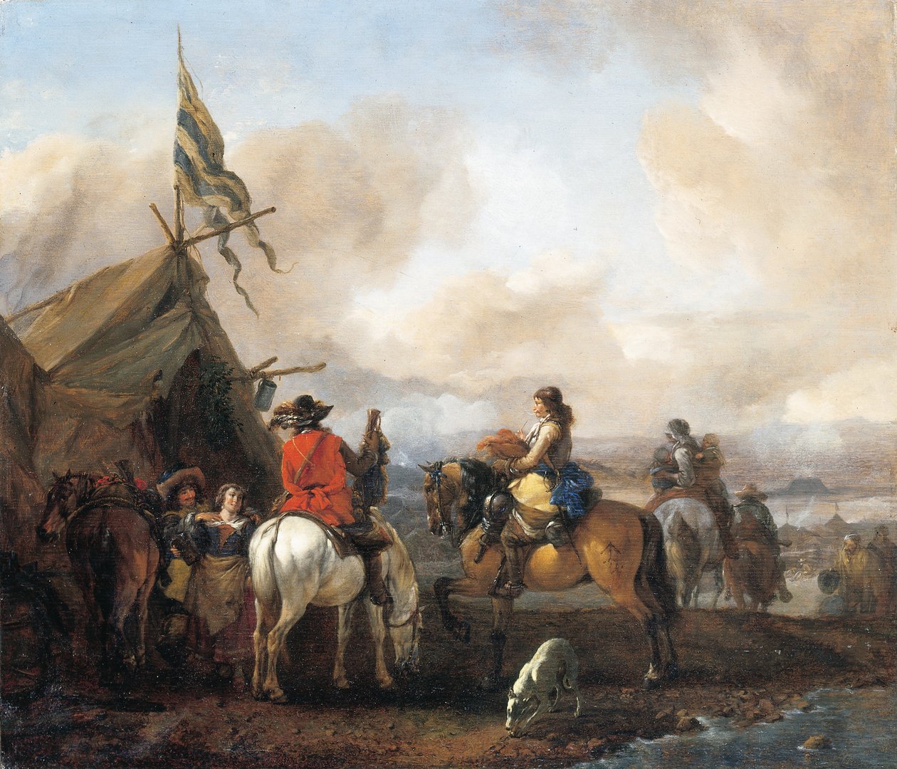 Obóz wojskowy z kawalerami autorstwa Philips Wouwerman