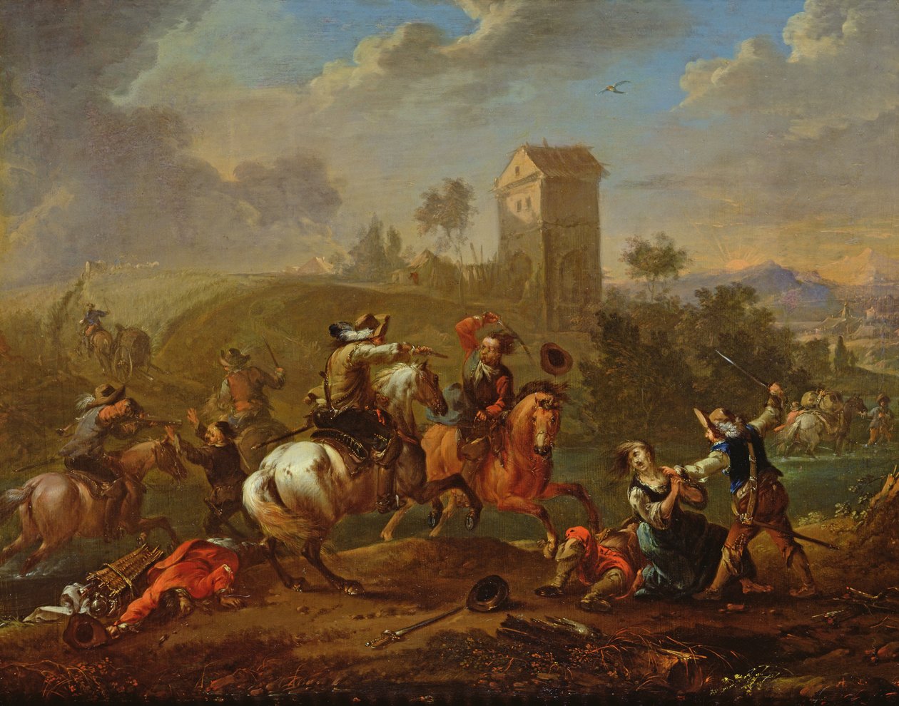 Scena bandytów autorstwa Philips Wouwerman