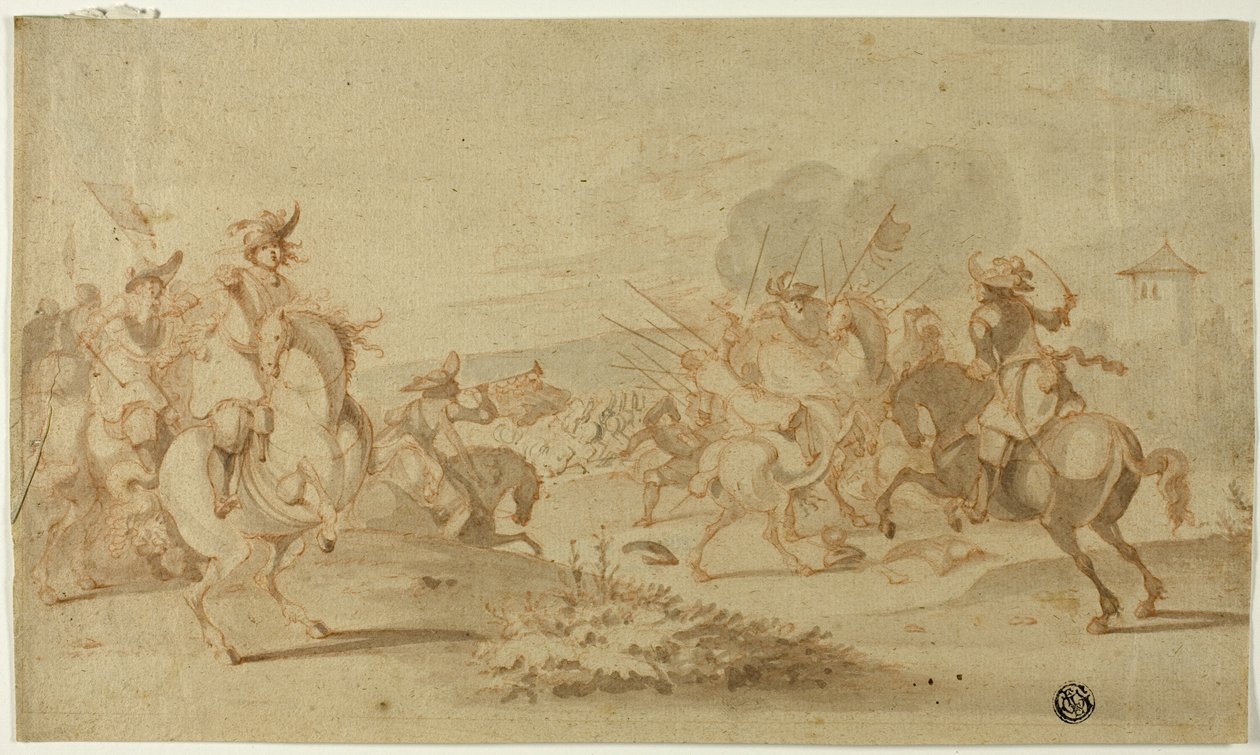 Kawaleria w bitwie autorstwa Philips Wouwerman