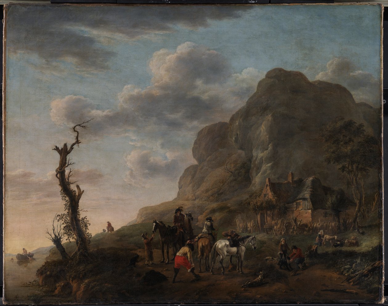 Pejzaż z odpoczywającymi jeźdźcami autorstwa Philips Wouwerman