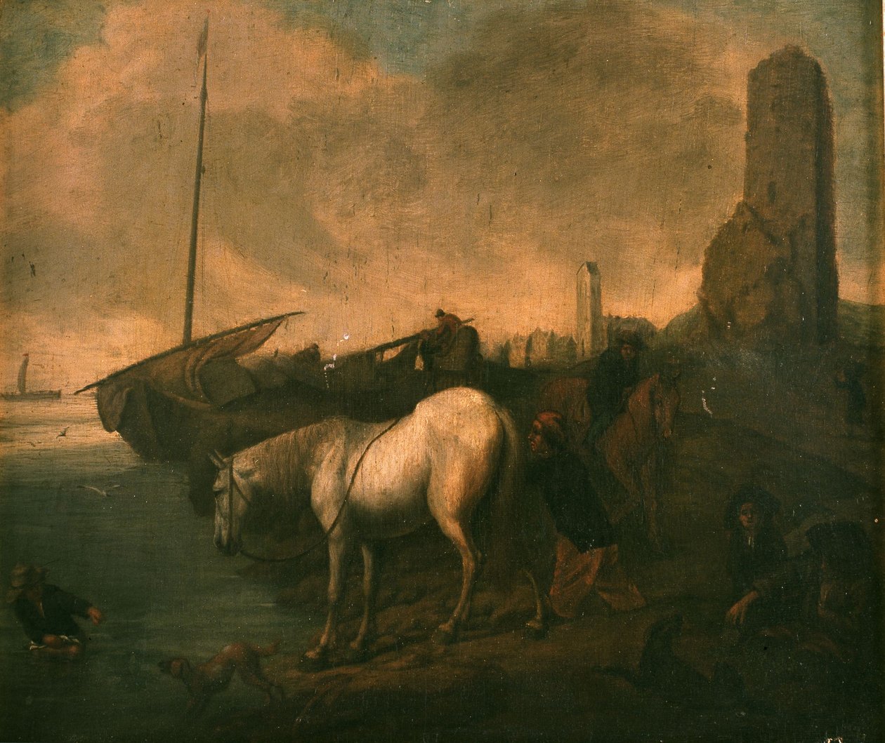 Strandung mit Pferden und Fischern autorstwa Philips Wouwerman