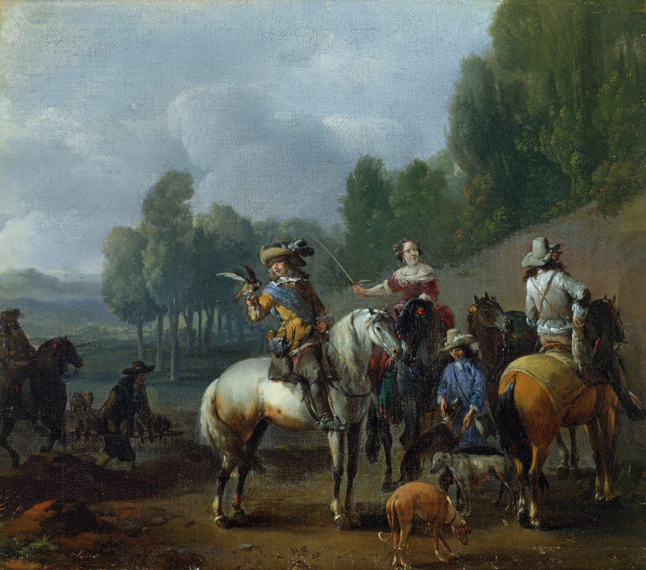 Impreza u Hawkinga (olej na płótnie) autorstwa Philips Wouwermans or Wouwerman