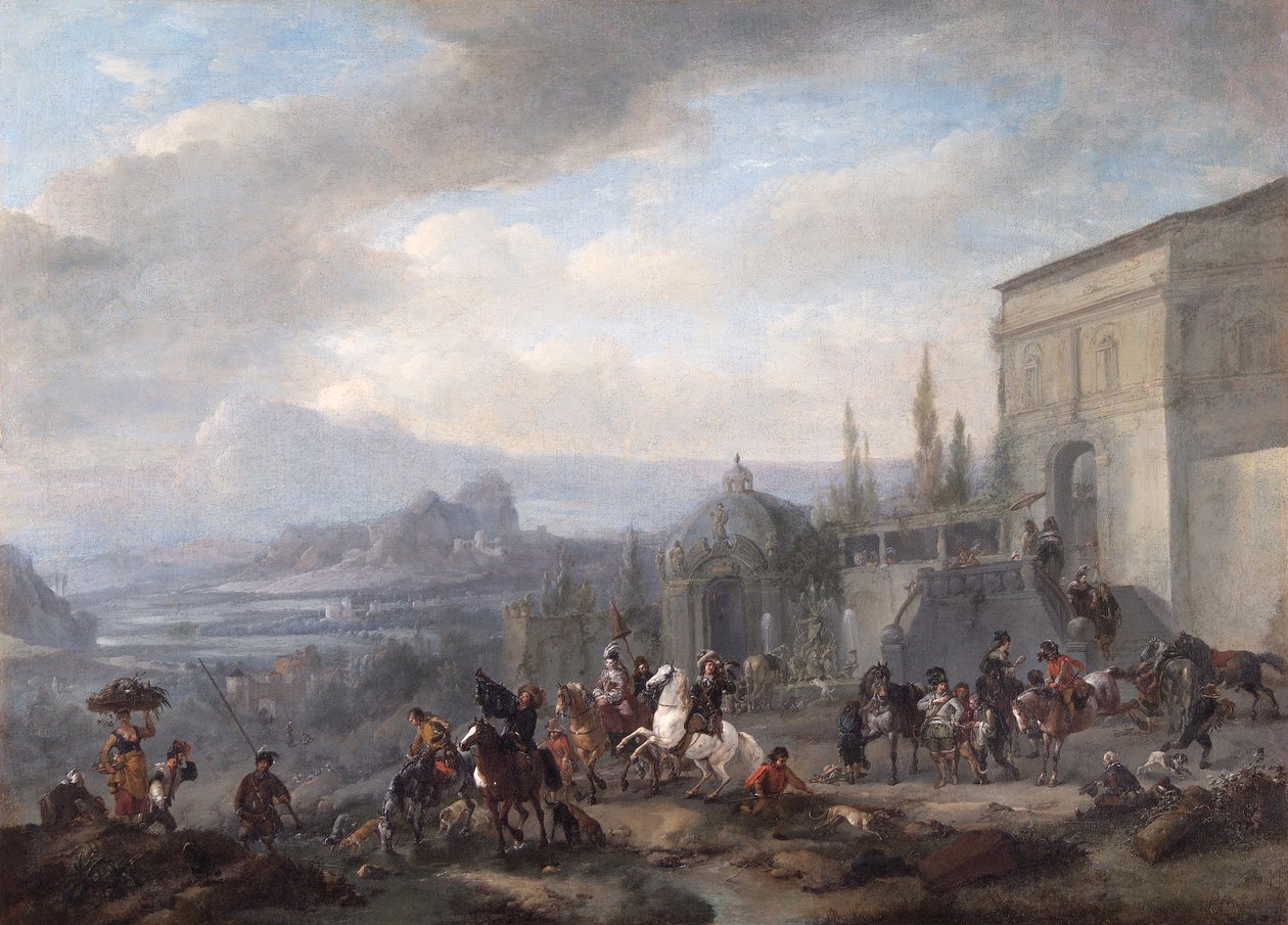 Odejście grupy Hawkingów, po ok. 1650 r. (olej na płótnie) autorstwa Philips Wouwermans or Wouwerman