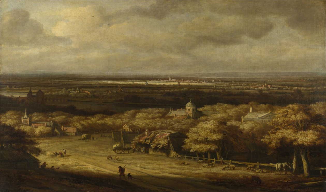 Rozległy krajobraz, c. 1670 autorstwa Philips de Koninck