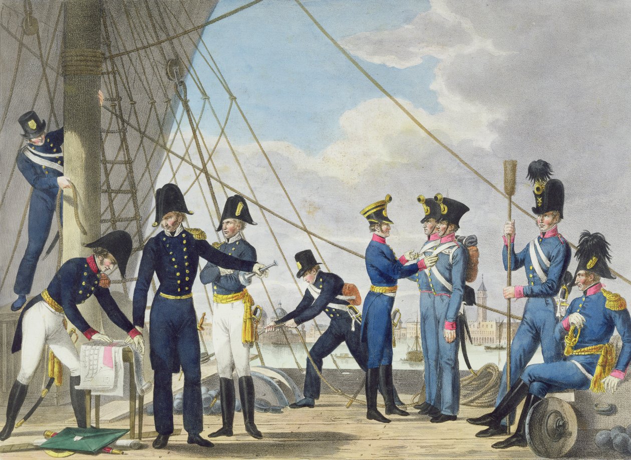 Nowa Cesarsko-Królewska Austriacka Marynarka Wojenna po wojnach napoleońskich, ok. 1820 r. autorstwa Phillip von Stubenrauch