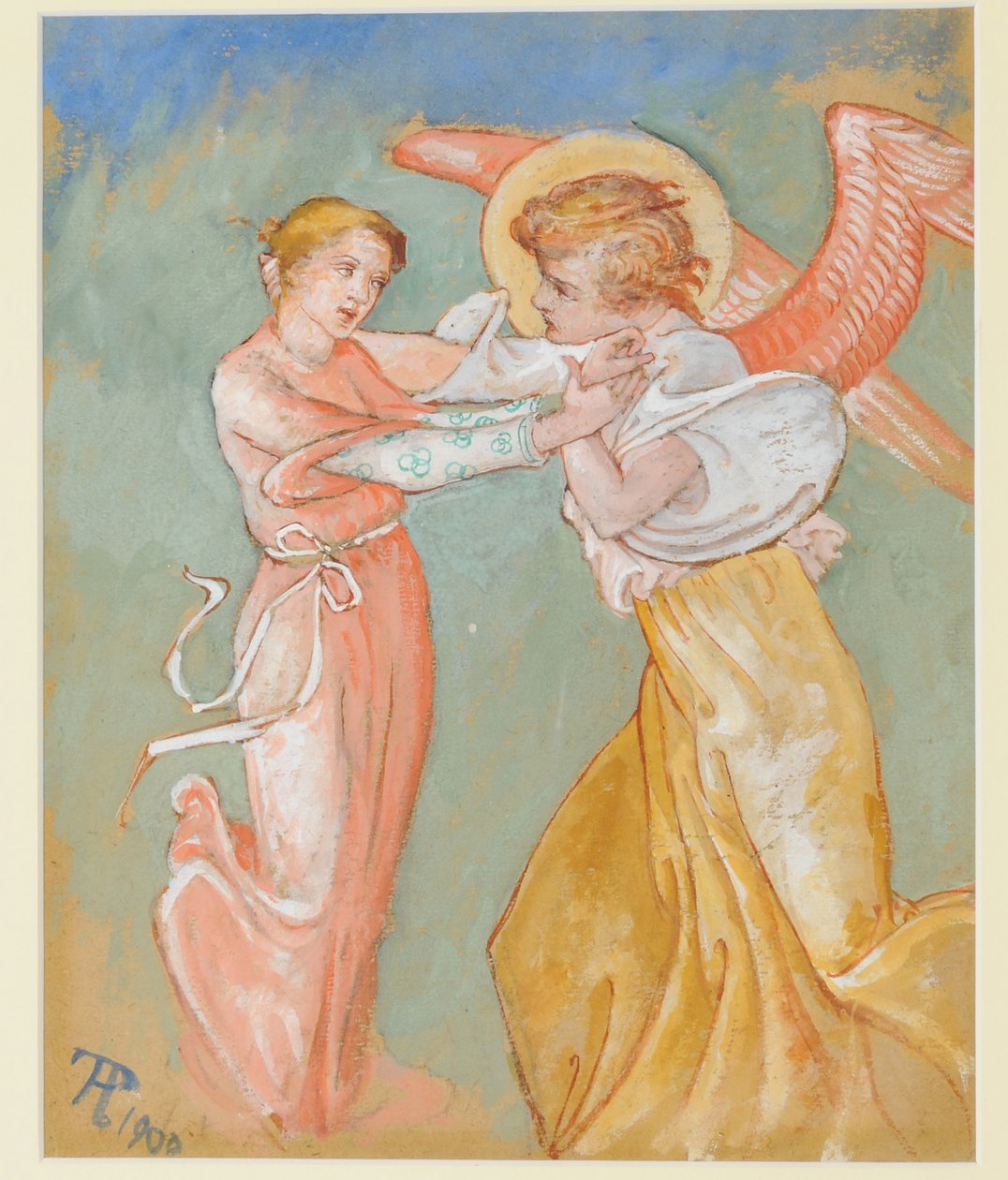 Zwiastowanie, 1900 (tempera na papierze) autorstwa Phoebe Anna Traquair